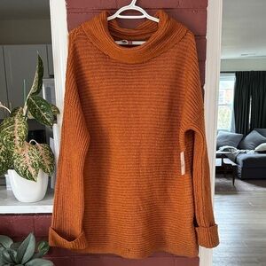 Pilcro Anthropologie Women's Burnt Orange Cowl Neck Sweater Medium